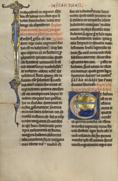Iniziale E: La visione di Ezechiele del Tetramorfo da Unknown artist