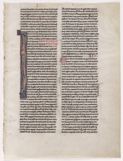 Iniziale I: Bestia e Serpente Intrecciati: Foglia da una Bibbia (2 di 2 Foglie Ritagliate) da Unknown artist