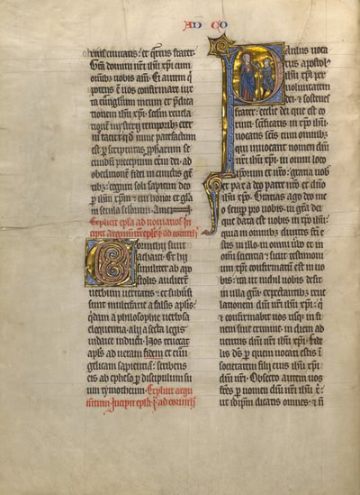 Iniziale P: San Paolo consegna un libro a un messaggero da Unknown artist