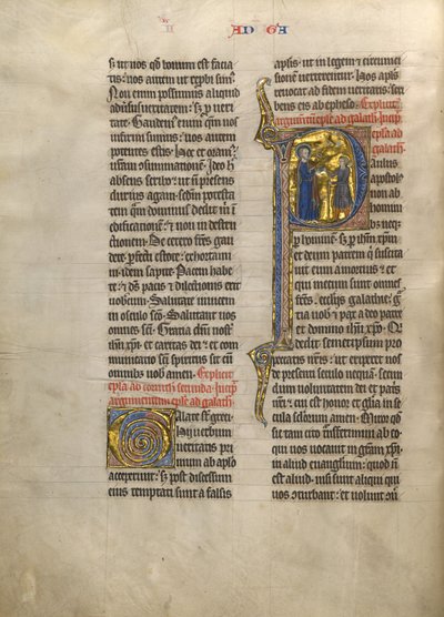 Iniziale P: San Paolo consegna un libro a un messaggero da Unknown artist