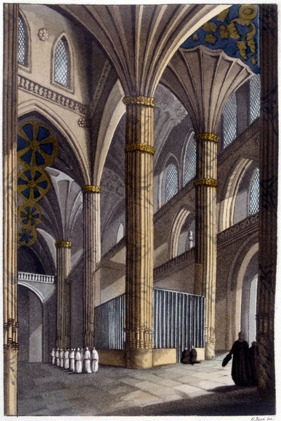 Interno della Cattedrale di Salamanca. Litografia del XIX secolo. da Unknown artist