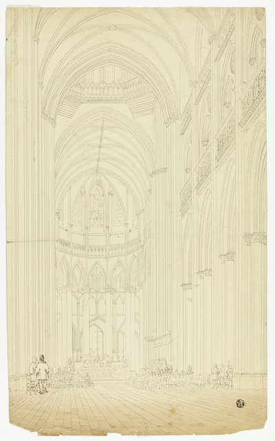 Interno di una cattedrale gotica da Unknown artist