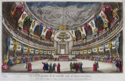 Interno di una sala da concerto a Venezia. Incisione del XVIII secolo da Unknown artist