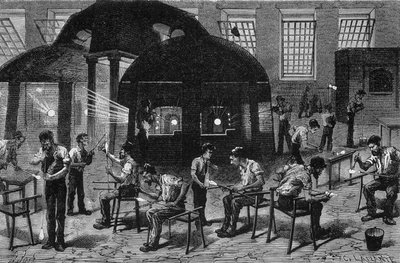 Interno di una vetreria, incisione del XIX secolo da Unknown artist