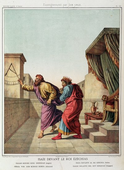 Isaia davanti al re Ezechia in "Storia Sacra", ed. Hachette da Unknown artist