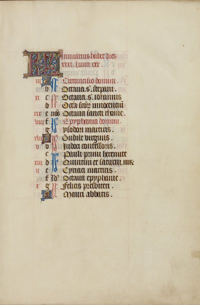 Pagina del calendario di gennaio da Unknown artist
