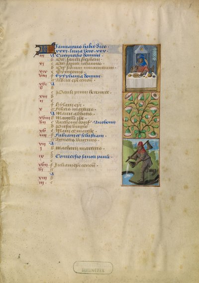 Pagina del calendario di gennaio; Festa; Acquario da Unknown artist