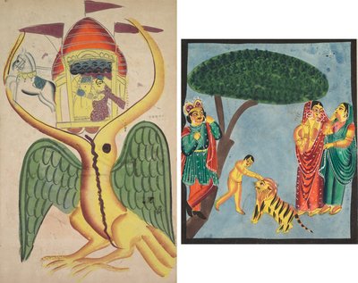 Jatayu ostacola il carro di Ravana, cercando di impedire il rapimento di Sita da Unknown artist