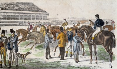 Fantini e i loro cavalli prima della corsa - incisione, c. 1850 da Unknown artist