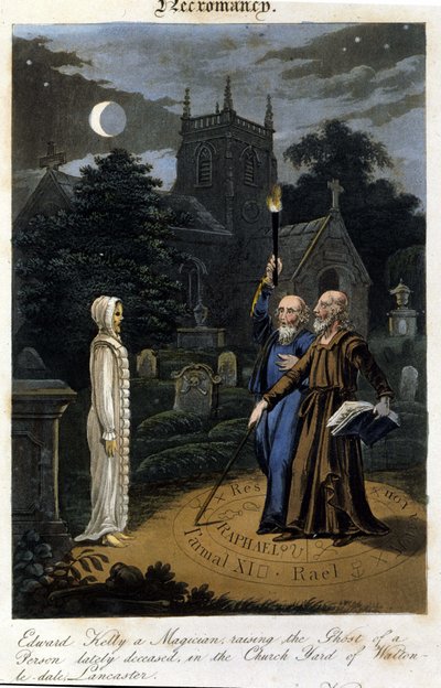 John Dee ed Edward Kelly invocano uno spirito. 1825. Bibl. Morando, Milano da Unknown artist