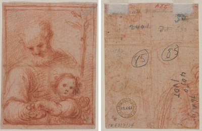 Giuseppe e Bambino (recto); Frammento di Due Figure (verso) da Unknown artist