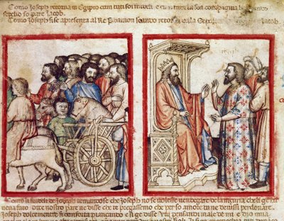 Giuseppe a sinistra al funerale di suo padre, segue il Faraone Miniatura dal codice 212 (o codice padovano o Bibbia di Padova) da Unknown artist