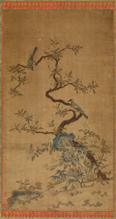 Arazzo Kesi di due uccelli e un albero in fiore da Unknown artist