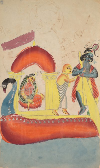 Krishna Traghetta Radha Attraverso il Fiume Yamuna da Unknown artist