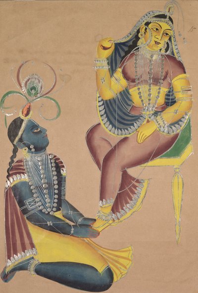 Krishna che Accarezza i Piedi di Radha da Unknown artist