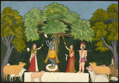 Krishna intrattiene i suoi compagni da Unknown artist