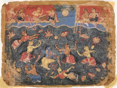 Krishna che Gioca con le Gopi nel Fiume Jumna, da un Bhagavata Purana da Unknown artist