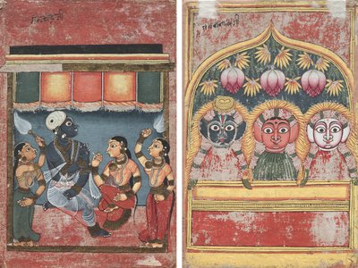 Krishna con Radha e Due Assistenti (recto); Jagannath, Subhadra e Balarama in un Arco (verso) da Unknown artist