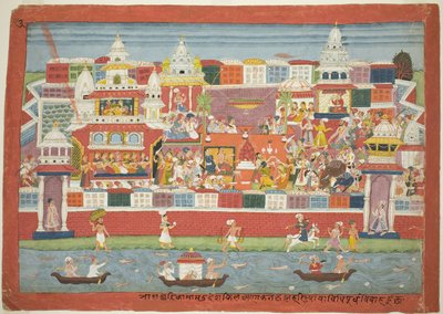 Il matrimonio di Krishna con Kalinda, pagina di un manoscritto disperso del Bhagavata Purana da Unknown artist