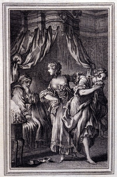La Chageure des trois commerces - in "Tales et nouvelles en vers" di Jean La Fontaine. 1762 da Unknown artist