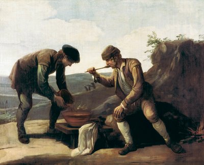La Sopa Boba o la colazione, dipinto anonimo del XVIII secolo. Madrid. Fondazione Lazaro Galdiano da Unknown artist