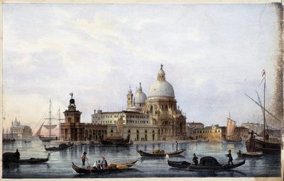 La laguna, le gondole e la chiesa di S.M. della Salute - in "Album delle principali vedute di Venezia", ill. di Marco Moro, ed. Gio Brizeghel, v.1840 da Unknown artist