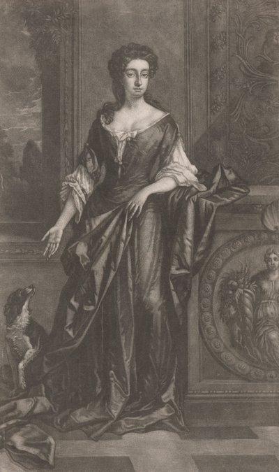Signora (con cane, appoggiata a un piedistallo con bassorilievo di cornucopia) da Unknown artist