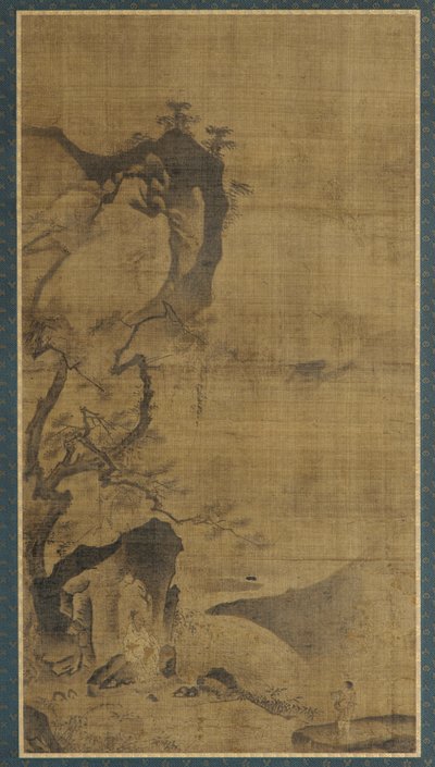 Paesaggio: montagne e acqua; una figura sotto un pino da Unknown artist