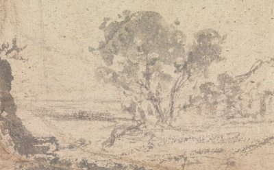 Schizzo di paesaggio con un albero da Unknown artist