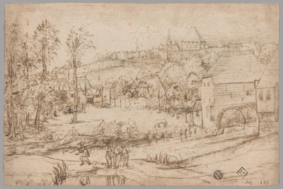 Paesaggio con fiume e mulino da Unknown artist
