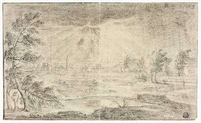 Paesaggio con villaggio da Unknown artist