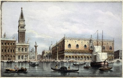 Le mole visto dal canale - in "Album delle principali vedute di Venezia", ill. di Marco Moro, ed. Gio Brizeghel, v.1840 da Unknown artist