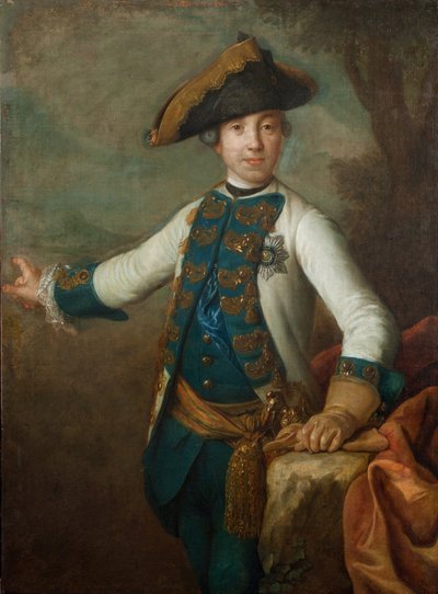 Lo zar Pietro III di Russia - Ritratto dello Zar Pietro III di Russia (1728-1762), Anonimo. Inizi anni 1760. Museo di Storia dello Stato, Mosca da Unknown artist