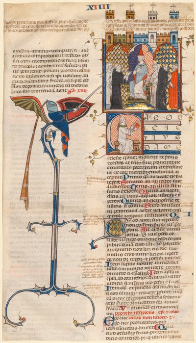 Foglia ritagliata da un "Decretum" di Graziano: Iniziale C[anonici cuiusdam ecclesiae] con un chierico seduto da Unknown artist