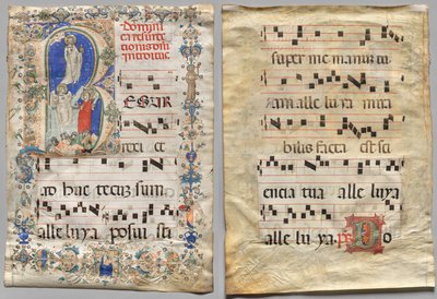 Foglio da un Graduale: Iniziale Istoriata R: La Resurrezione (recto) e Iniziale D (verso) da Unknown artist