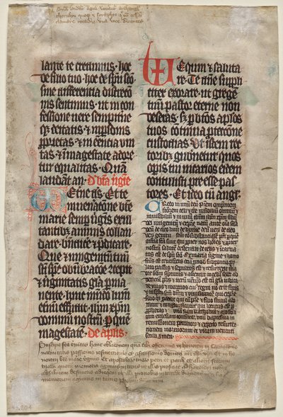 Foglio da un Messale: Testo (verso) da Unknown artist