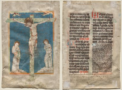 Foglio di un messale: La crocifissione (recto) e testo (verso) da Unknown artist