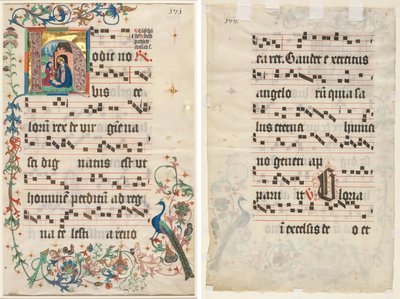 Foglio da un Antifonario: Iniziale H con la Natività (recto) e Testo (verso) da Unknown artist