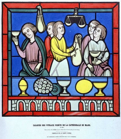 Les changeurs du Mans - Fac simile di una vetrata della Cattedrale di Le Mans del XIII secolo. Strato del XIX secolo. da Unknown artist