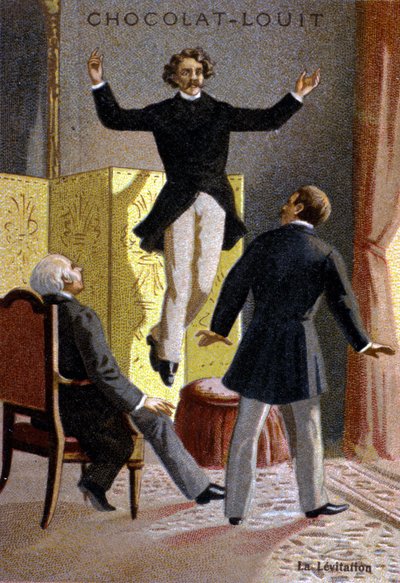 Esperimento di levitazione. Cromolitografia della fine del XIX secolo da Unknown artist