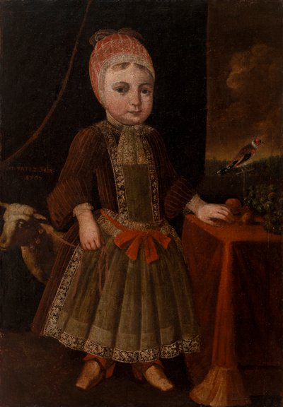 Bambina in interni vicino alla finestra da Unknown artist