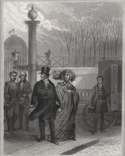 Luigi Filippo e la sua famiglia fuori dal Palazzo delle Tuileries - Abdicazione di Luigi Filippo I, 24 febbraio 1848 e istituzione della Seconda Repubblica - Rivoluzione di febbraio 1848. Il popolo assaltò le Tuileries il 24 febbraio 1848 dopo il re da Unknown artist