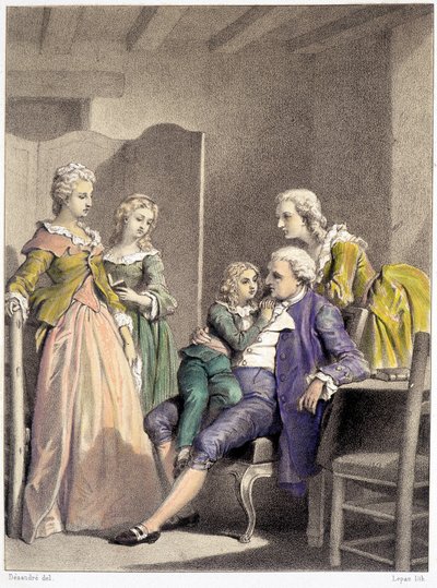 Luigi XVI, Maria Antonietta e Luigi XVII rinchiusi nel tempio da Unknown artist