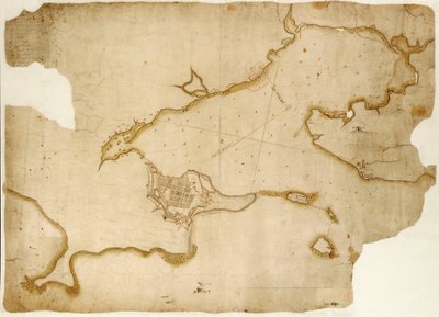 Fortezza e porto di Louisburg, Capo Bretone, c.1745 da Unknown artist