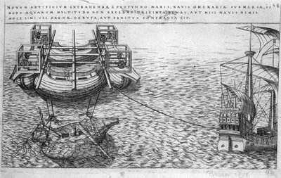 Macchina per il salvataggio delle navi nel XVI secolo - ed. 1578 da Unknown artist