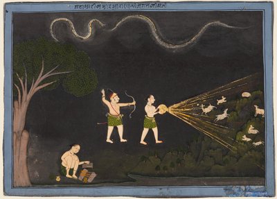 Maharana Jagat Singh II di Mewar (r. 1734-51) vestito da Bhil, caccia cervi di notte da Unknown artist