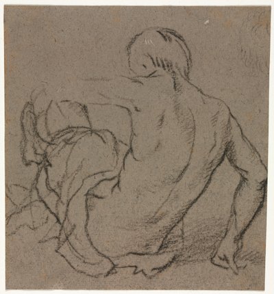 Uomo seduto a terra, visto da dietro da Unknown artist