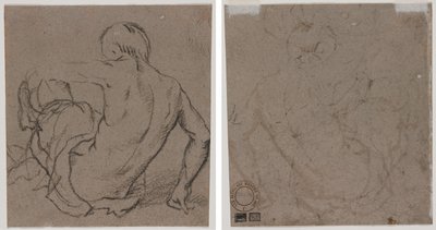 Uomo seduto a terra, visto da dietro (recto); Schizzo (verso) da Unknown artist