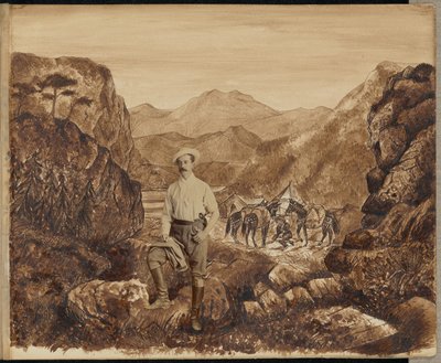 [Uomo in un paesaggio di montagna] da Unknown artist