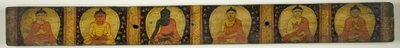 Copertina di manoscritto con sei Buddha seduti con vari gesti delle mani (Mudra) da Unknown artist